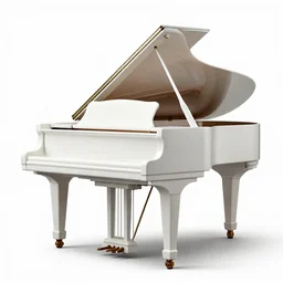 ceramic grand piano, professional product shot, isolated on a pure white background, centered, entire object in frame, sharp focus, soft studio lighting