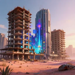 a beautiful detailed render of city nature abandoned urbex unfinished building building industrial architecture architecture mall by camille pissarro, synthwave poppy desert cgsociety morning sun steampunk at dusk bladerunner 2 0 4 9 thermal vision cosmic futuristic, archdaily, wallpaper, highly detailed, trending on artstation.