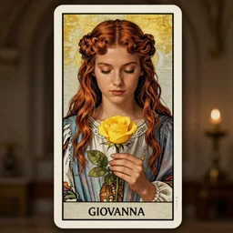 A Portrait of giorno giovanna  holding a branch of yellow rose, detailed, cinematic, tarot card, highly detailed, golden ratio, 8k