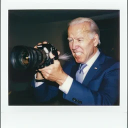 polaroid of joe biden punching camera, enraged, angry, gritting teeth, spit flying, blurry, motion blur