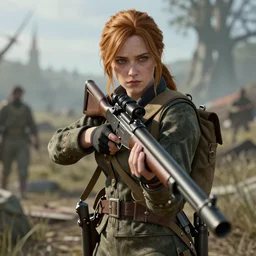 katniss everdeen as a ww 2 sniper, screenshot from'sniper elite 5'