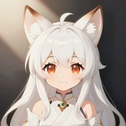 detailed render of chibi style nekomimi, fox ears, cute character design, pixiv context winner, clear clean design, minimalist