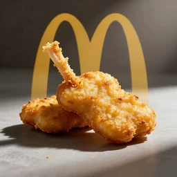 photorealistic mcdonalds chicken nugget with tail
