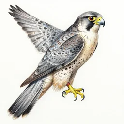 a falcon, hand - drawn, crosshatch, ink, polychromatic - colors, 4 k, beautiful lighting, insanely detailed and intricate, hypermaximalist, elegant, ornate, hyper realistic, super detailed, flying through a cloudy day