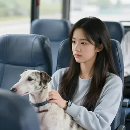 a young woman, at her seat on a greyhound bus to find out where her love has been