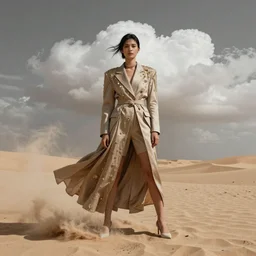 fashion editorial in sand storm cloud. award winning photography. highly detailed.