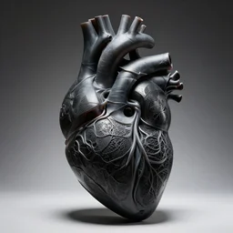 cinematic lighting professional photograph of geometric scientific sculpture of a human left ventricle wrapped around a human torso made of carved black frosted glass and silicone tubing, fractal 3 d structure, sculpted by barbara hepworth and naum gabo, high contrast shocking detail trending on artstation 8 k