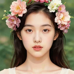 full body portrait, flowers, absurdly beautiful, elegant, realistic young gravure idol, ultrafine hyperrealistic detailed face illustration by wes anderson, intricate linework, sharp focus, bright colors, matte, octopath traveler, final fantasy, unreal engine highly rendered, global illumination, radiant light, intricate environment