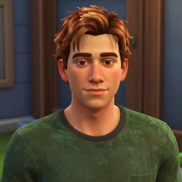 a videogame still of Owen Wilson in The Sims 3, portrait, 40mm lens, shallow depth of field, close up, split lighting, cinematic