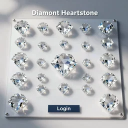 diamond hearthstone play board, login screen board, play board artwork, transparent white diamond theme coloring, white glass background