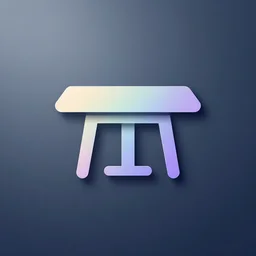 Iridescent gradients iconography icon design of a table. Very very very detailed digital icon design. Minimalist digital icon, very very very very beautiful icon
