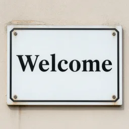 a plaque with the words welcome