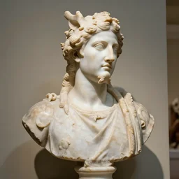 beautiful ancient marble bust of a handsome dragon in a museum, 4k museum photography, detailed renaissance sculpture of a dragon