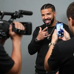 Drake reacts to the cameraman telling him he has so much swag, iPhone picture