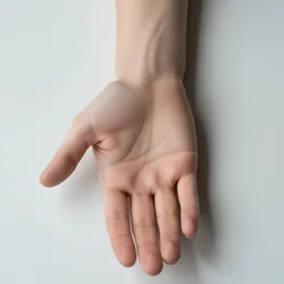 photorealistic woman's hand with palm up, back of hand on the table, palm pattern visible, instagram photo, studio photo, 9 0 mm, f / 1. 4