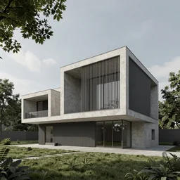 architectural render photo of a house designed by m. c. escher
