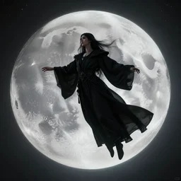 immortal man in black god clothing and flying in the moons surface 8 k