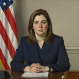 official close - up portrait of the united states president, alexandria ocasio - cortez, resolute desk, 1 8 4 8, oil on canvas by william sidney mount, trending on artstation, national archives