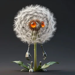 a humanoid figure dandelion plant monster, orange eyes, highly detailed, digital art, sharp focus, ambient lighting, trending on art station, anime art style