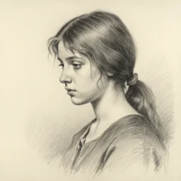 a lonely girl by ilya repin. pencil sketch. hd, ultra clear detailed