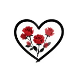 black heart enclosing a few very thorny crimson roses. minimalist vector logo on white background. simple, elegant brushstrokes.