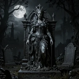 eerie gothic graveyard statue, intricate portrait artwork by h. r. giger, tom bagshaw, kilian eng, h. r. giger, very coherent artwork, dreamlike, darkness, noir, moonlit, dramatic, octane render, unreal engine, 8 k, high contrast