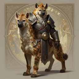 full body photograph of a male anthropomorphic hyena fursona barbarian, deep focus, intricate, elegant, highly detailed, digital painting, artstation, concept art, matte, sharp focus, illustration, d & d, fantasy, hearthstone, art by artgerm and greg rutkowski and alphonse mucha