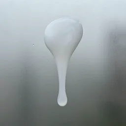 white semitransparant viscous goo dripping down a wet foggy mirror, 4 k photograph, real