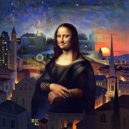 ethereal starlit city at sunset, italian futurism, da vinci, Dan Mumford, Josan Gonzalez