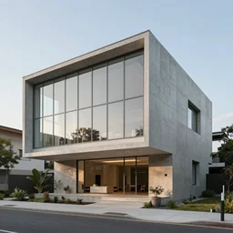 Retro-futuristic architecture glass and concrete house