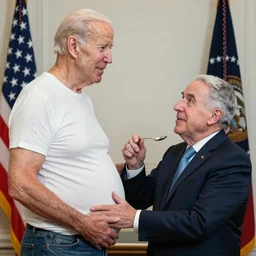 profile view of pregnant Joe Biden spooned by Anthony Fauci, large round stomach, award winning,
