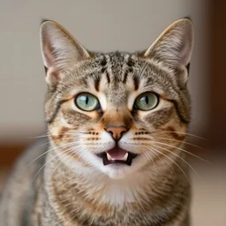 a cat with high detail smiles sweetly portrait 8K HD