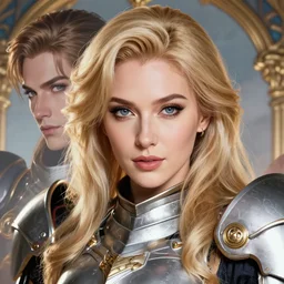 studio portrait of lawful good colorful female holy mecha paladin absurdly beautiful, elegant, mature gorgeous blonde gravure idol, ultrafine hyperrealistic detailed face illustration by kim jung gi, highly detailed faces, intricate linework, sharp focus, bright colors, matte, octopath traveler, unreal engine 5 highly rendered, global illumination, radiant light, intricate environment