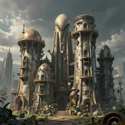 alien houses in style of giger, 8k, octane render