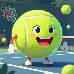 a tennis ball monster ,tennis ball, tennis court, colorful, digital art, fantasy, magic, trending on artstation, ultra detailed, professional illustration by Basil Gogos
