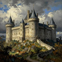 medieval castle, by william gropper