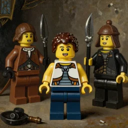 a cult whose idol is a lego minifig, oil painting, mid 17th century