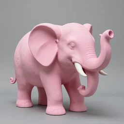 a pink elephant statue in the style of pablo picasso