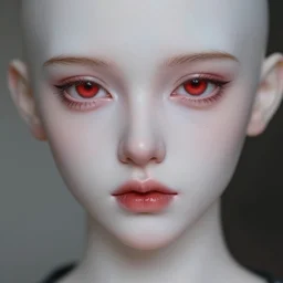 a portrait of a beautiful lady, pale skin, red eyes, 3 5 mm, photorealistic, photography, depth of field, fine detailed, high definition