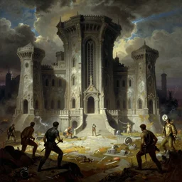 hellscape dungeon by syd mead, frank frazetta, ken kelly, simon bisley, richard corben, william - adolphe bouguereau