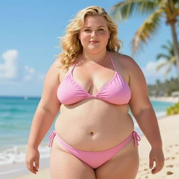 thick chubby curvy kristen bell in a bikini with a chubby belly, digital art, highly detailed, 8 k, deviantart