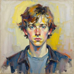 abstract full upper body portrait of a young version of the dude from the big lebowski, by alexandra manukyan, suzy schultz, oil painting, intricate detail, visible big brushstrokes