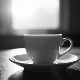 a cup of eye, morning, black and white, sun, calm environment, professional photography, focus