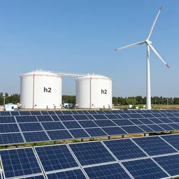 photo of renewable energy systems, photovoltaic, wind power, h2 storage