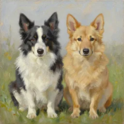 kaksi kissaa, oil painting