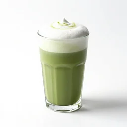 luxurious matcha latte, professional product shot, isolated on a pure white background, centered, entire object in frame, sharp focus, soft studio lighting