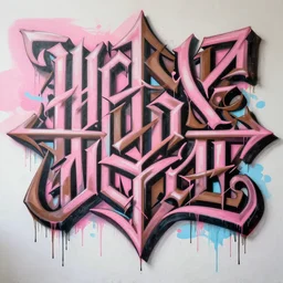 matte painting extreme offset 3 d calligraphy graffiti mural dripping paint wall extreme maximalism by mc escher, by atey ghailan, by greg rutkowski, by greg tocchini, by james gilliard, by joe fenton, pink, brown, black and light blue color scheme, octane render