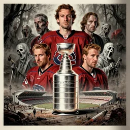 masterpiece habs legends poster, hyper detailed portrait of stanley cup winners, doomed ghosts, wasteland old forum landscape, screen printing poster art style by james montgomery flagg, irakli toidze, zdizslaw beksinski, trending on artstation, 8 k, intricate, dramatic lighting, majestic