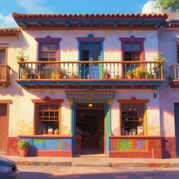 beautiful painting of a colorful colombian storefront, front view, animation, digital art, hyper detailed trending in artstation, cinematic lighting, art style by disney and pixar