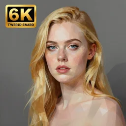 Painting of Elle Fanning by polygon1993. Extremely detailed. 4K. Award winning.